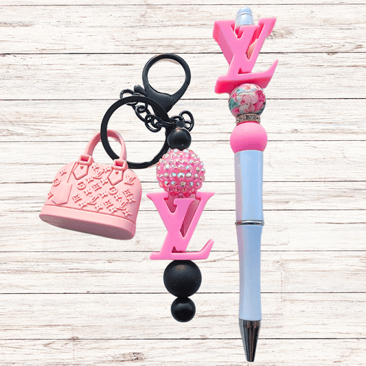 Fashion Pen & Keychain Set (Pink)