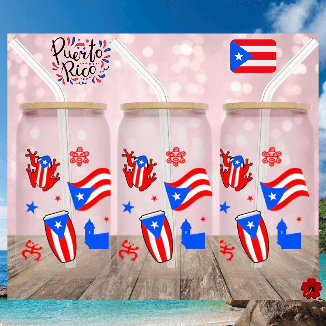 Puerto Rico Glass Cup - 16oz Clear