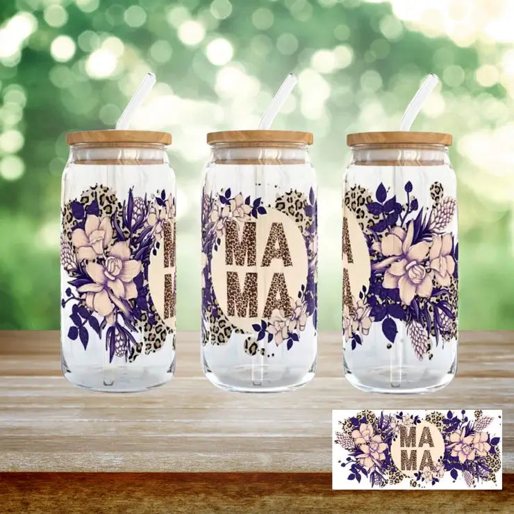 Mama Floral Beer Can Glass - 16oz