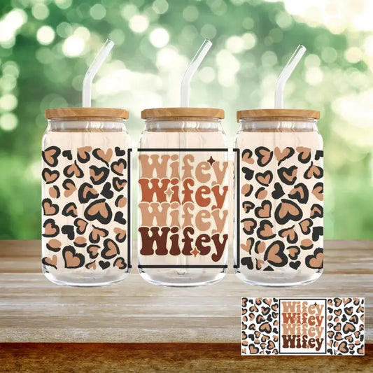 Wifey Cheetah Beer Can Glass - 16oz